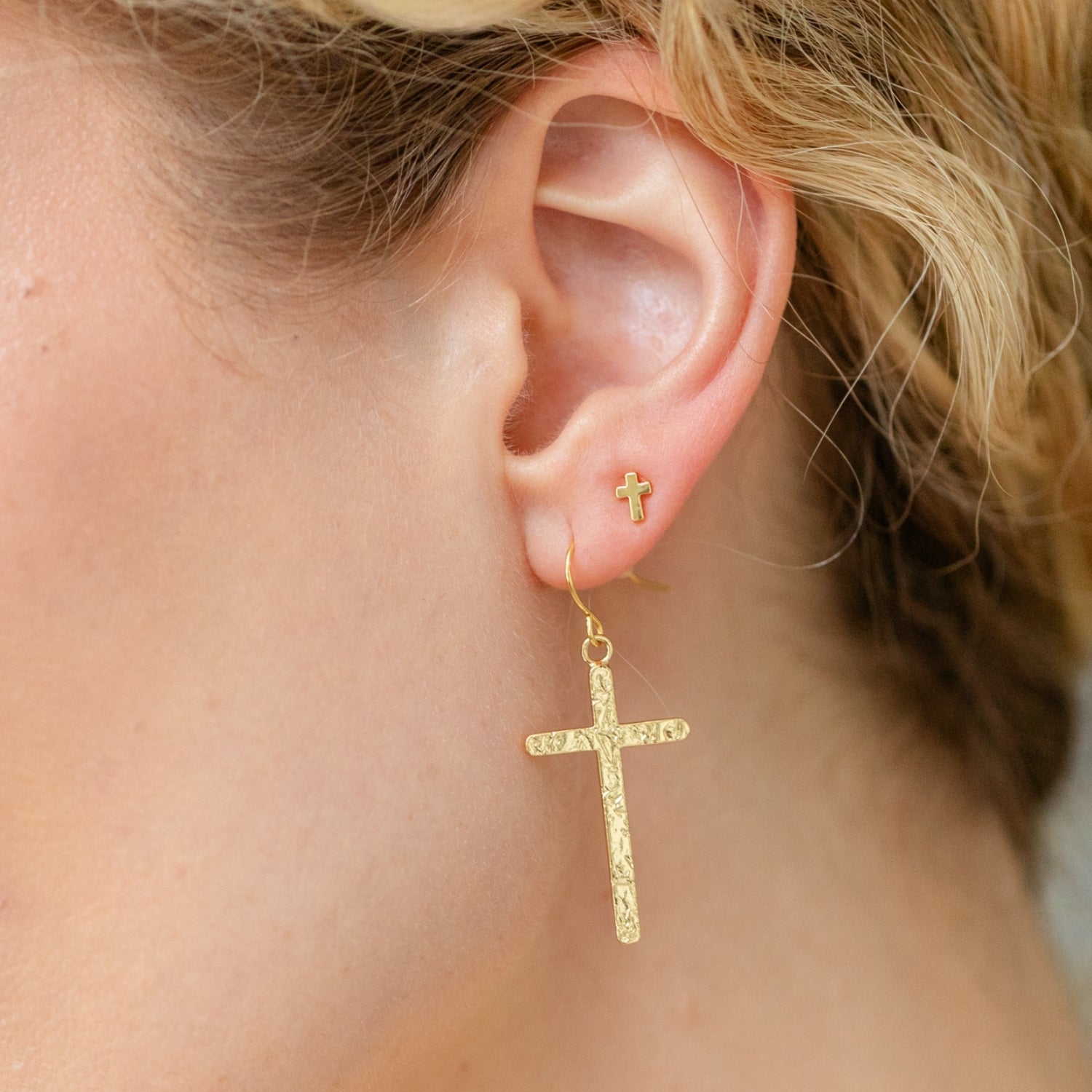 Long Gilded Cross Earrings - Splendid Iris