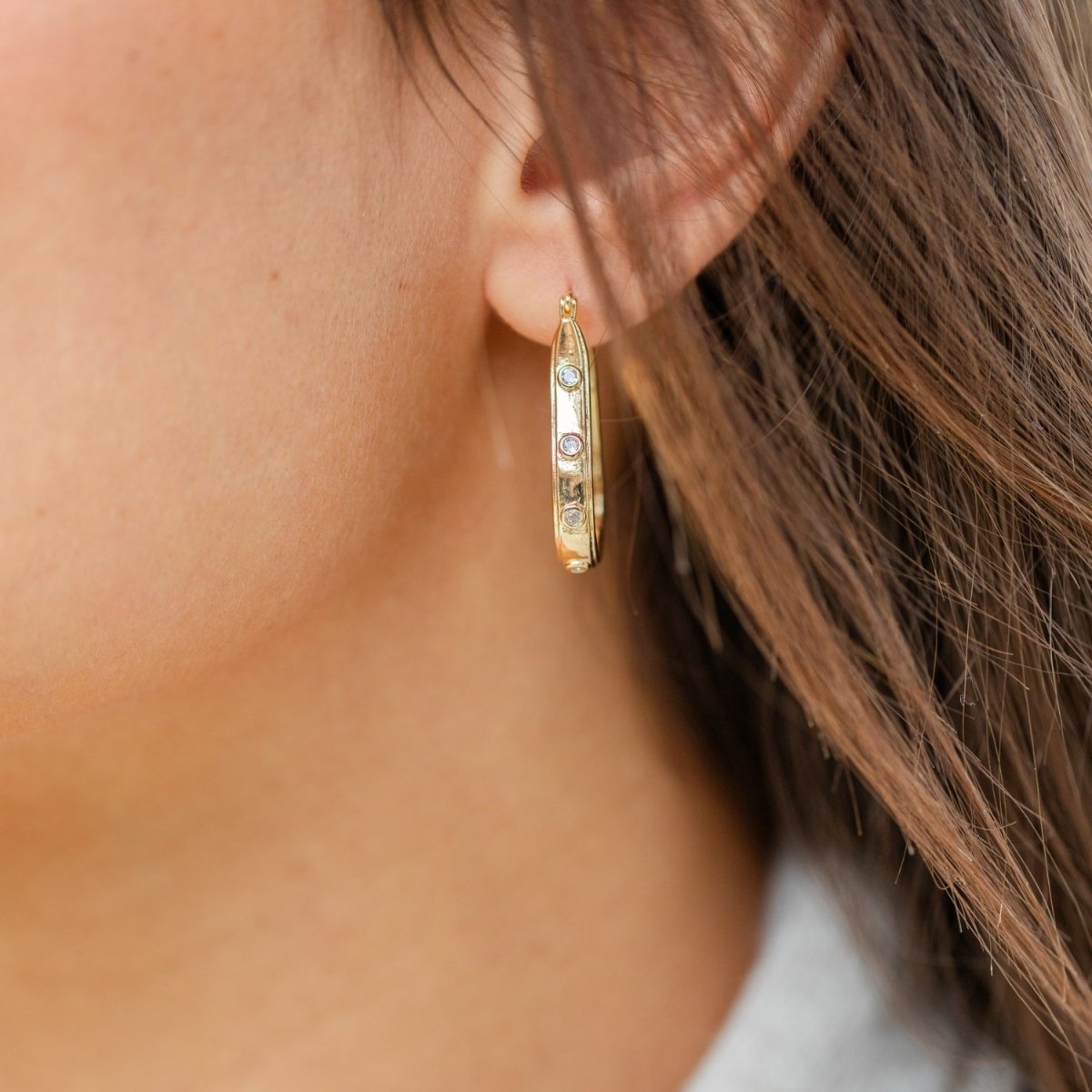 Petite CZ Oblong Latch Back Earrings - Splendid Iris