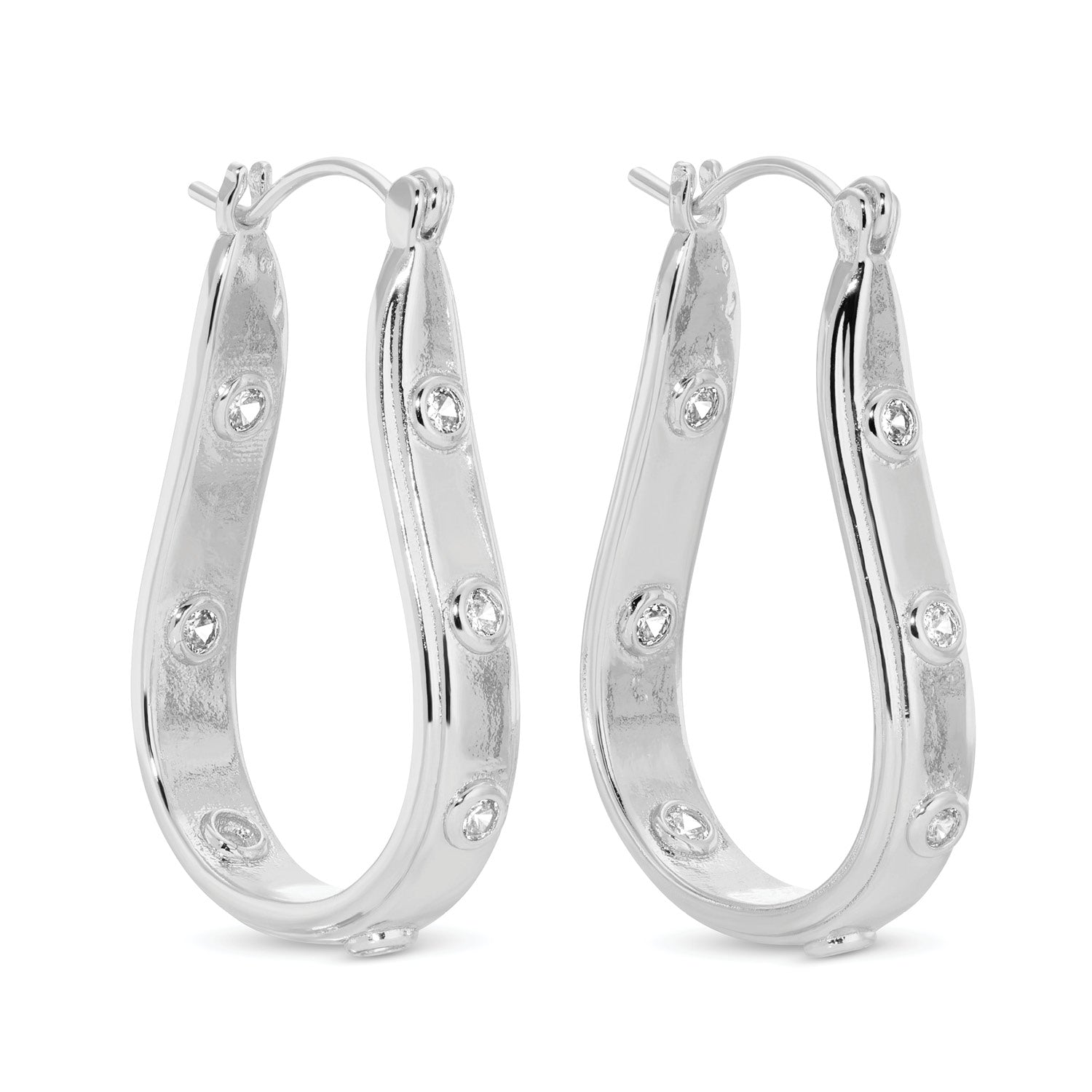 Petite CZ Oblong Latchback Earrings - Splendid Iris