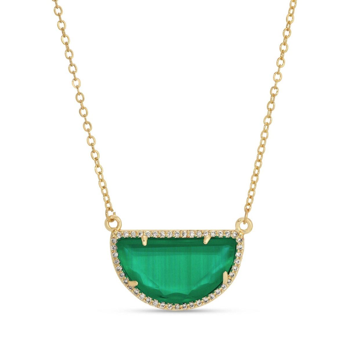 Half Circle Pave Stone Necklace - Splendid Iris