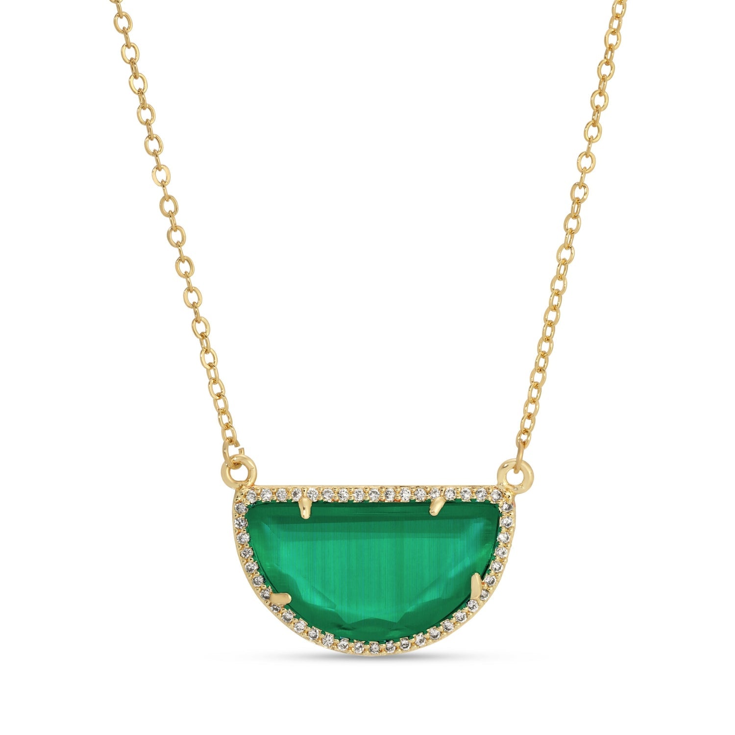 Delilah, Half Circle Pave Stone Necklace - Splendid Iris