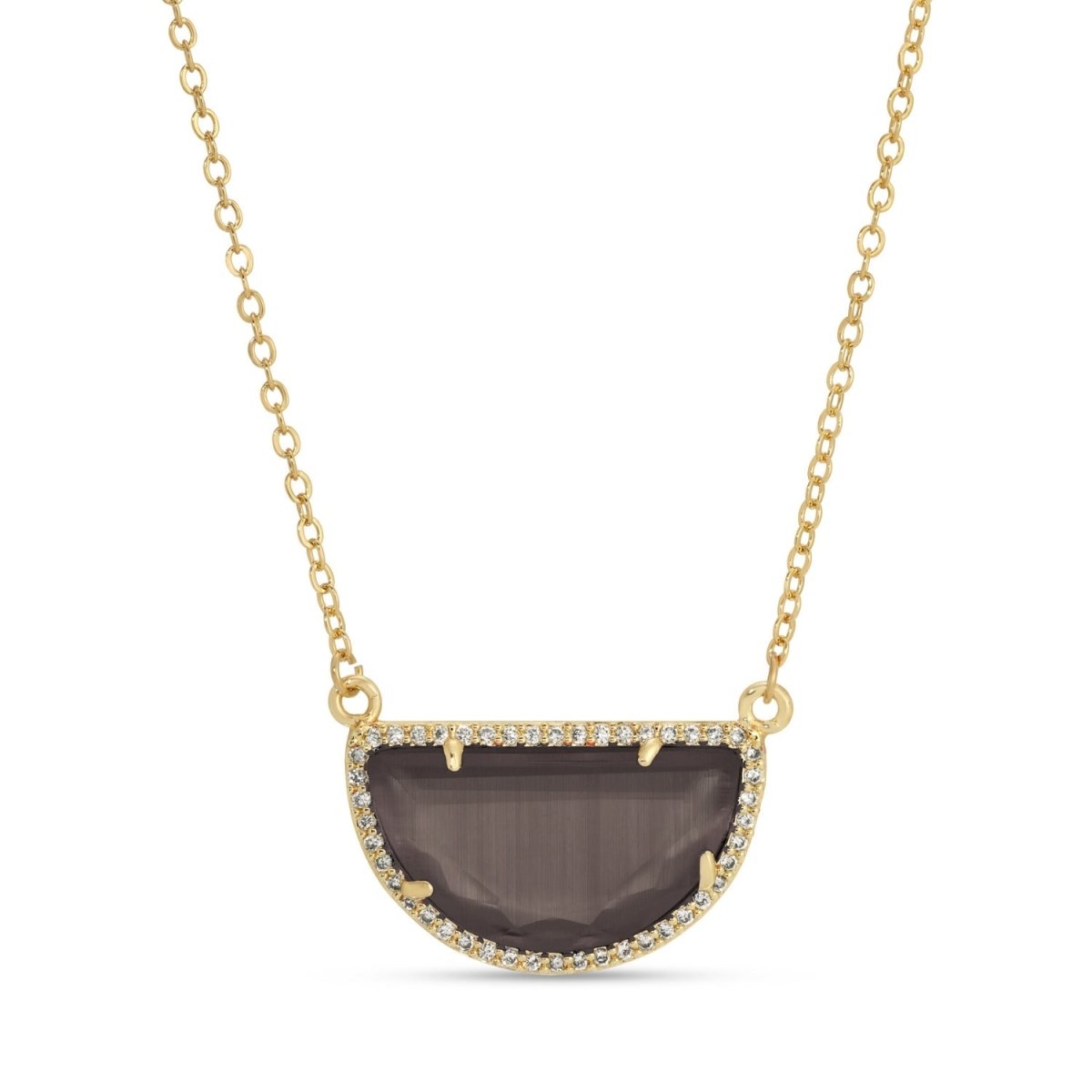 Half Circle Pave Stone Necklace - Splendid Iris