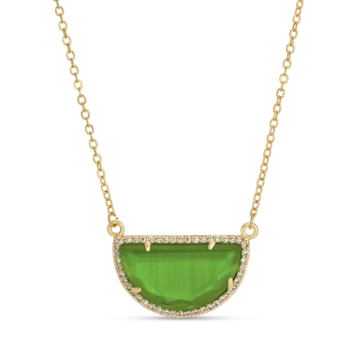 Half Circle Pave Stone Necklace - Splendid Iris