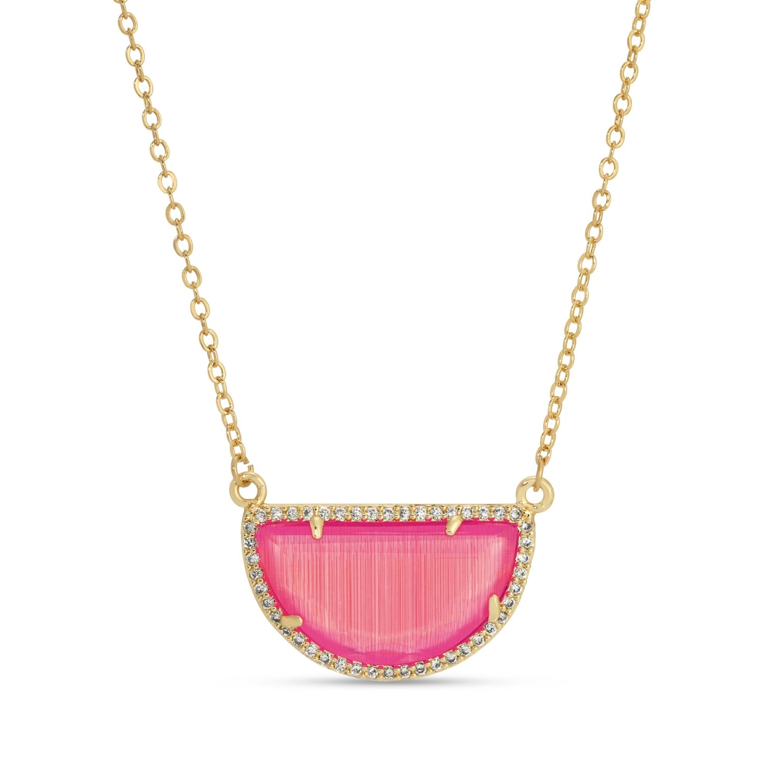 Delilah, Half Circle Pave Stone Necklace - Splendid Iris