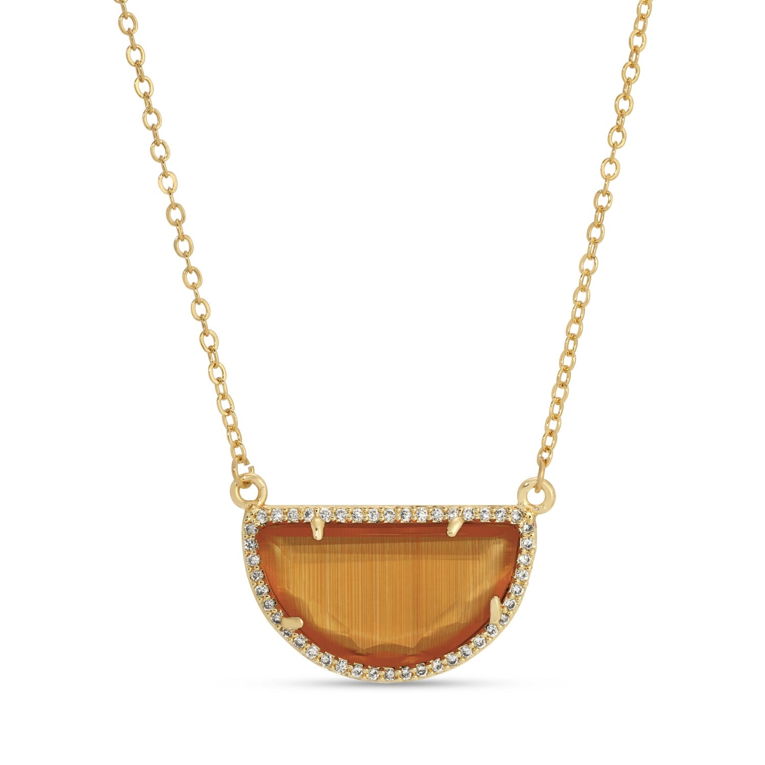 Delilah, Half Circle Pave Stone Necklace - Splendid Iris