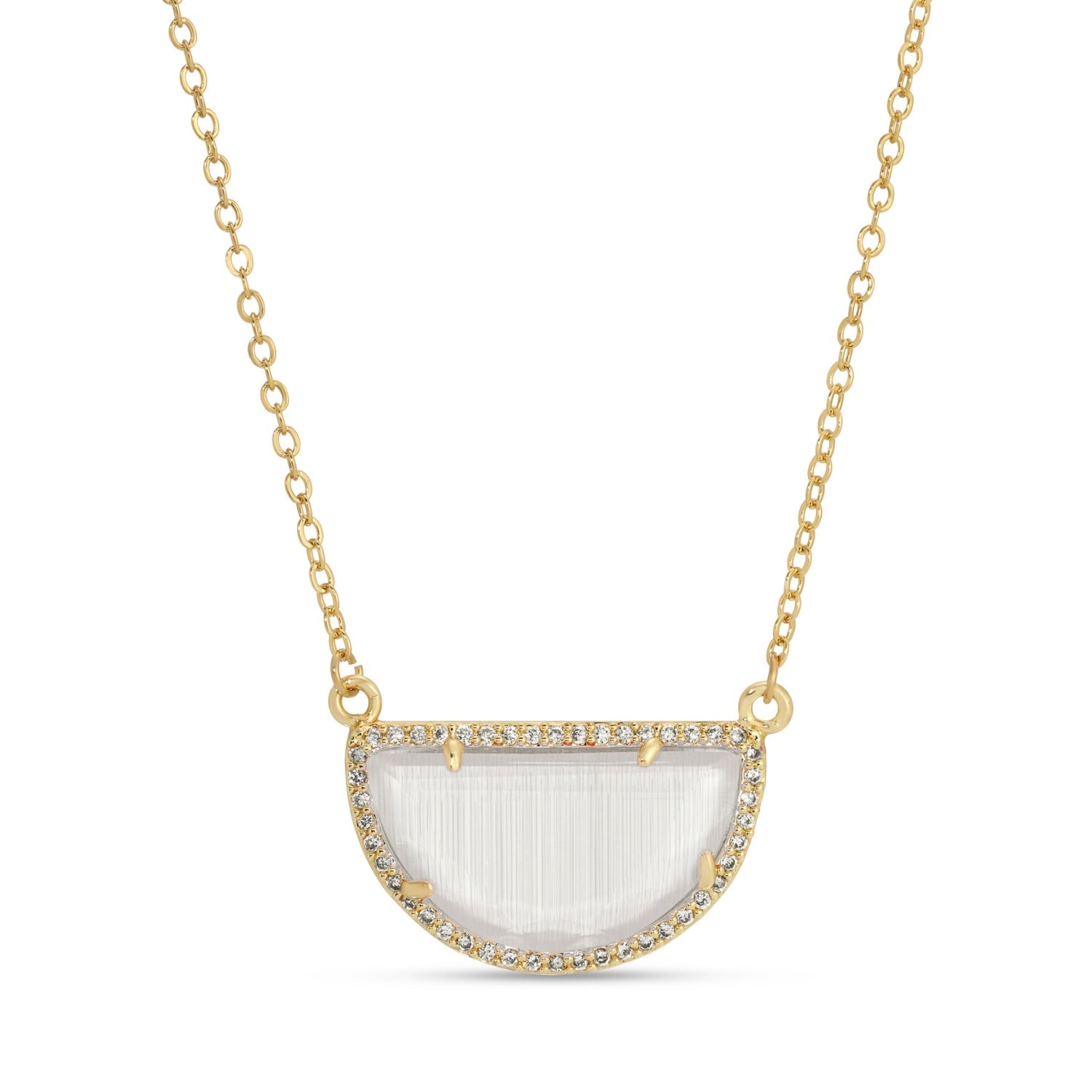 Delilah, Half Circle Pave Stone Necklace - Splendid Iris