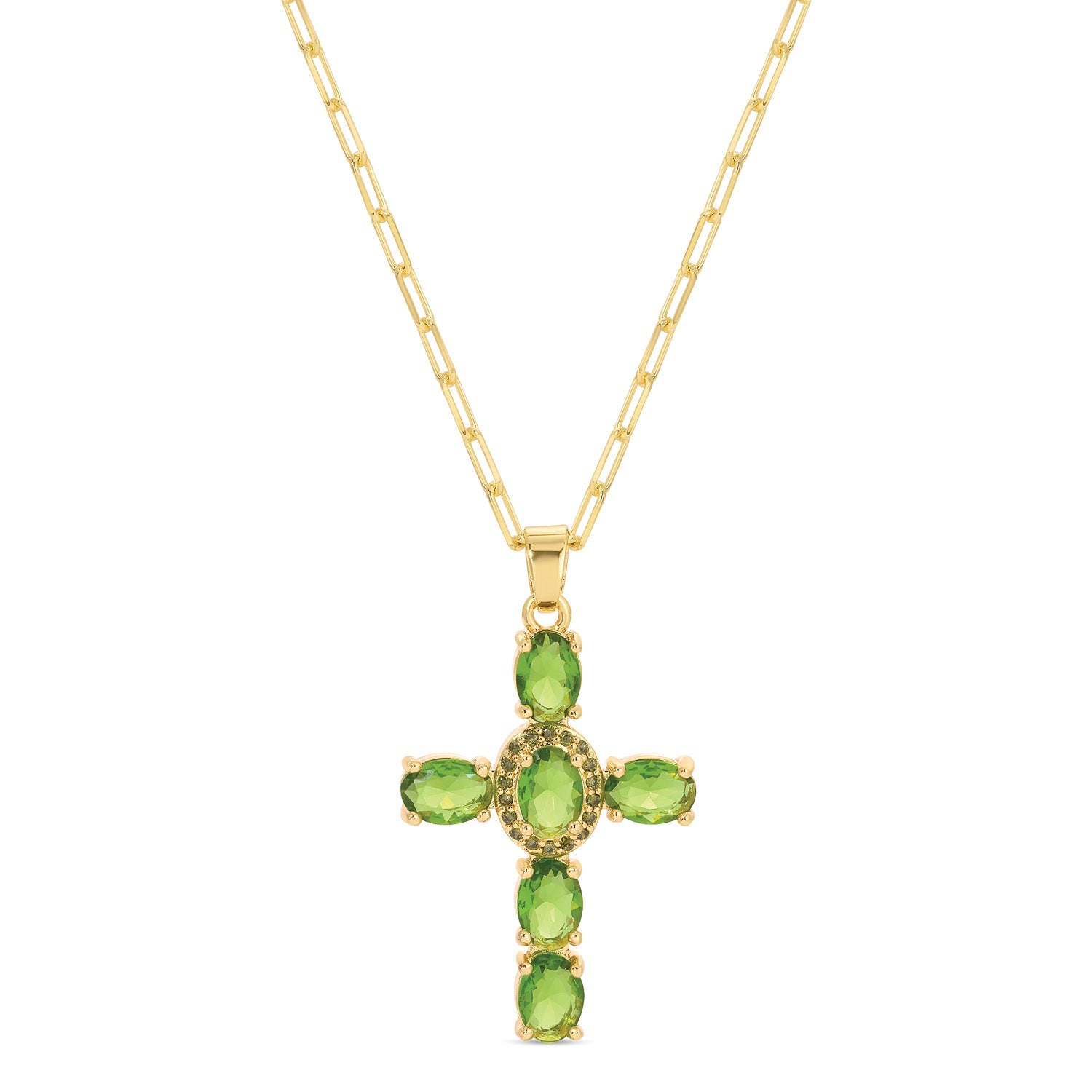 Eye-Catching Cross Pendant with Paperclip Chain - Splendid Iris