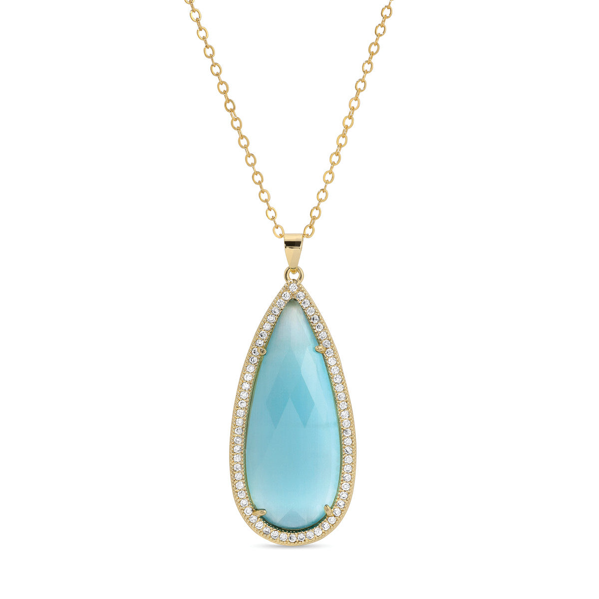 Piper, Long Shimmer Stone Pendant Necklace - Splendid Iris