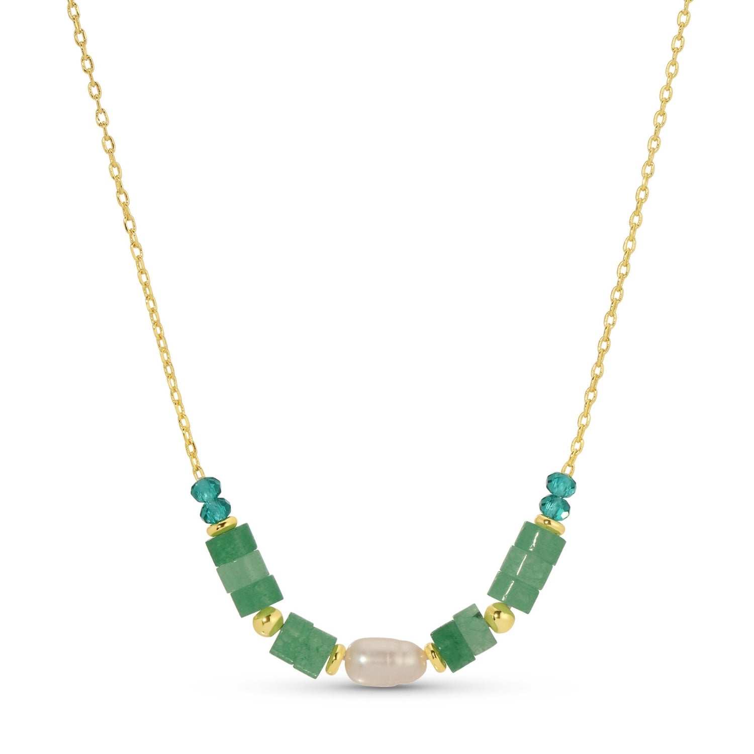 Sweet and Delicate Pearl and Stone Necklace - Splendid Iris