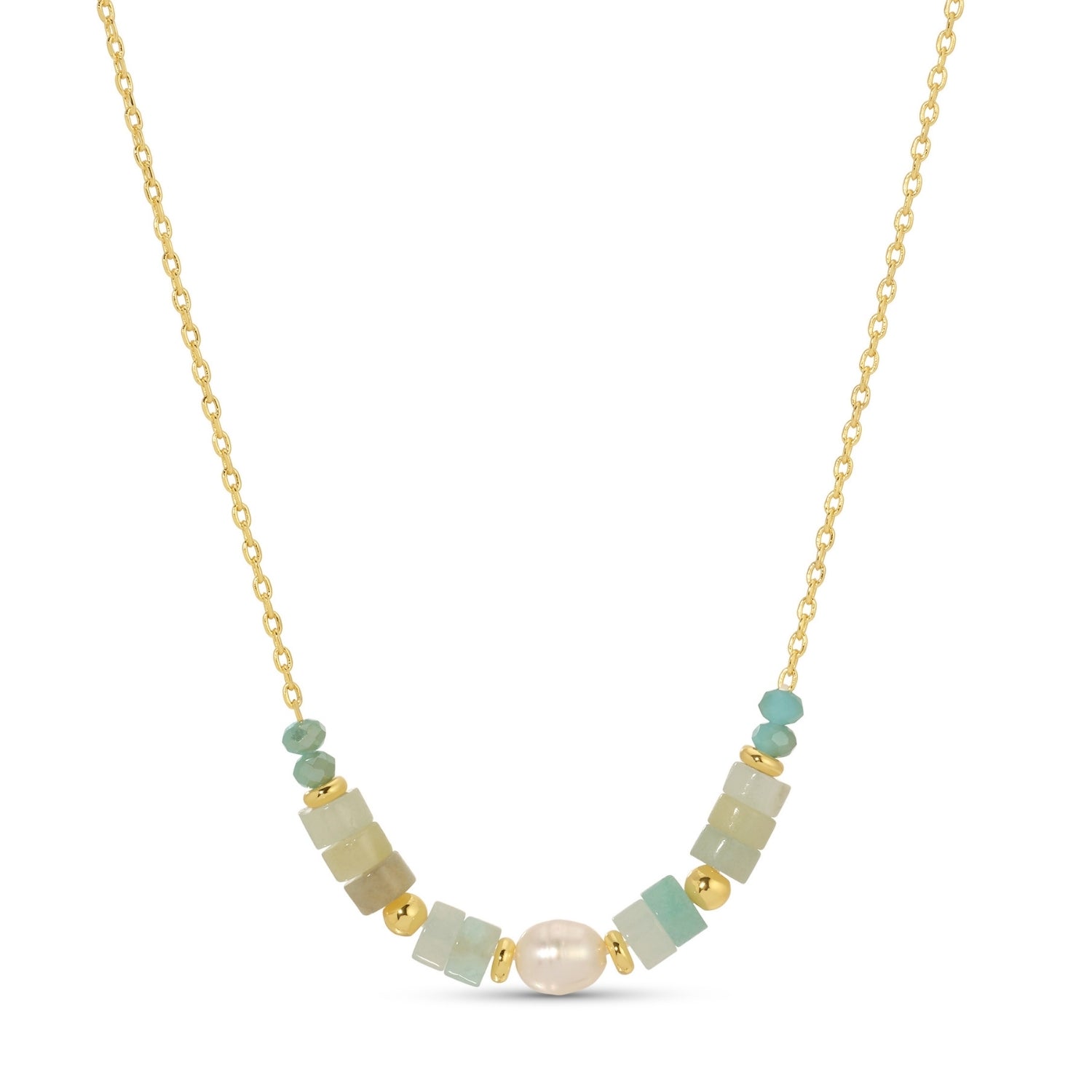 Sweet and Delicate Pearl and Stone Necklace - Splendid Iris