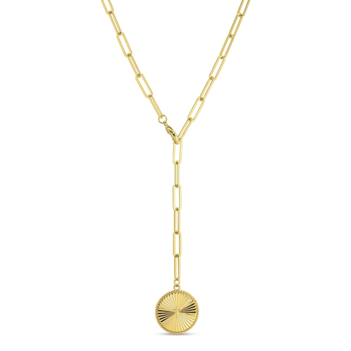 Adjustable Lariat Cross Accented Pendant Necklace - Splendid Iris