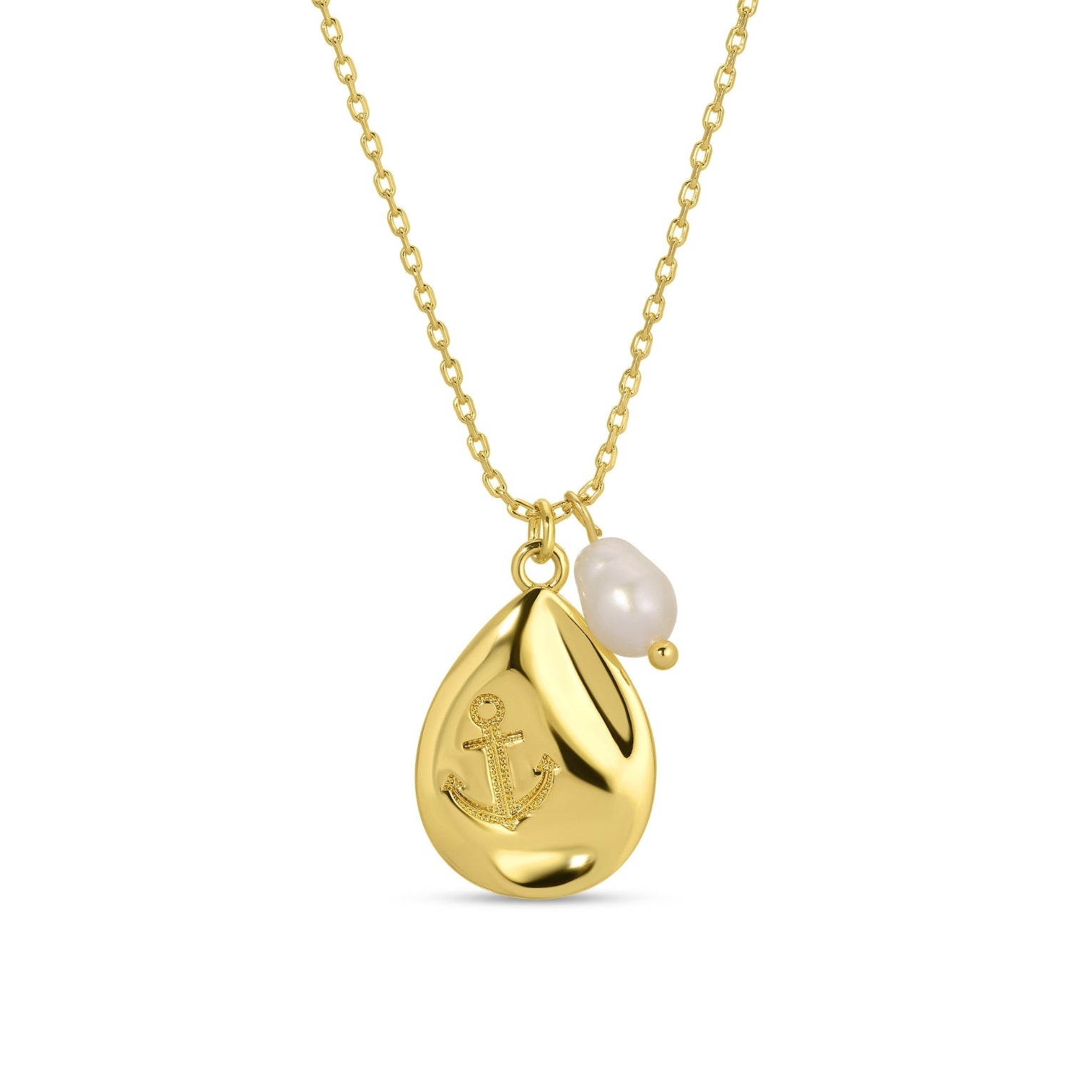 Anchor Accented Pendant with Pearl Charm - Splendid Iris