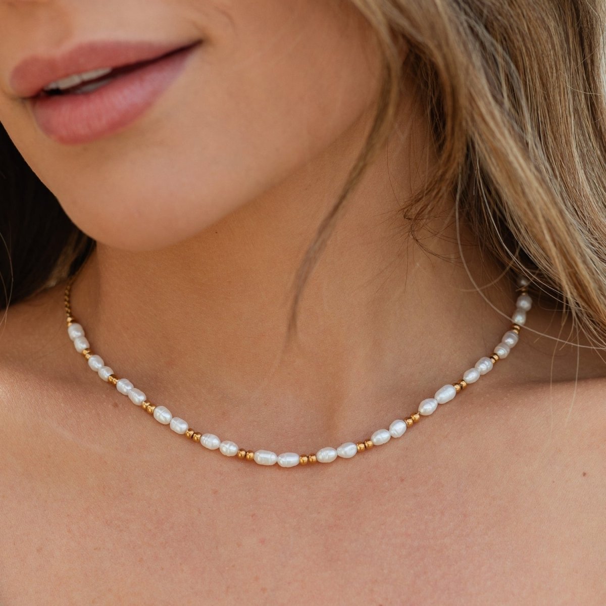 Beaded Pearl Necklace - Water Resistant - Splendid Iris