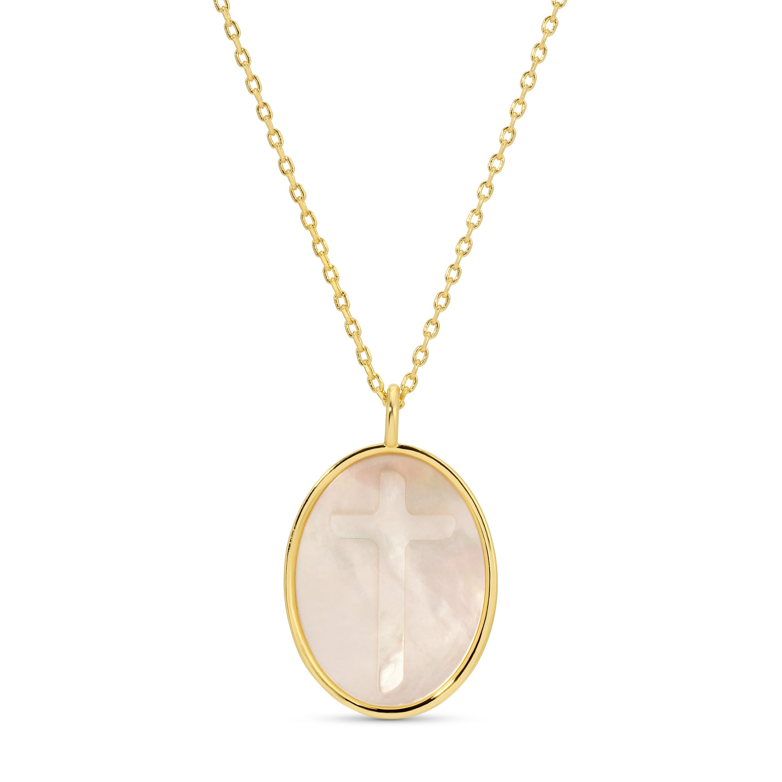 Cross Etched Shell Pendant Necklace - Splendid Iris