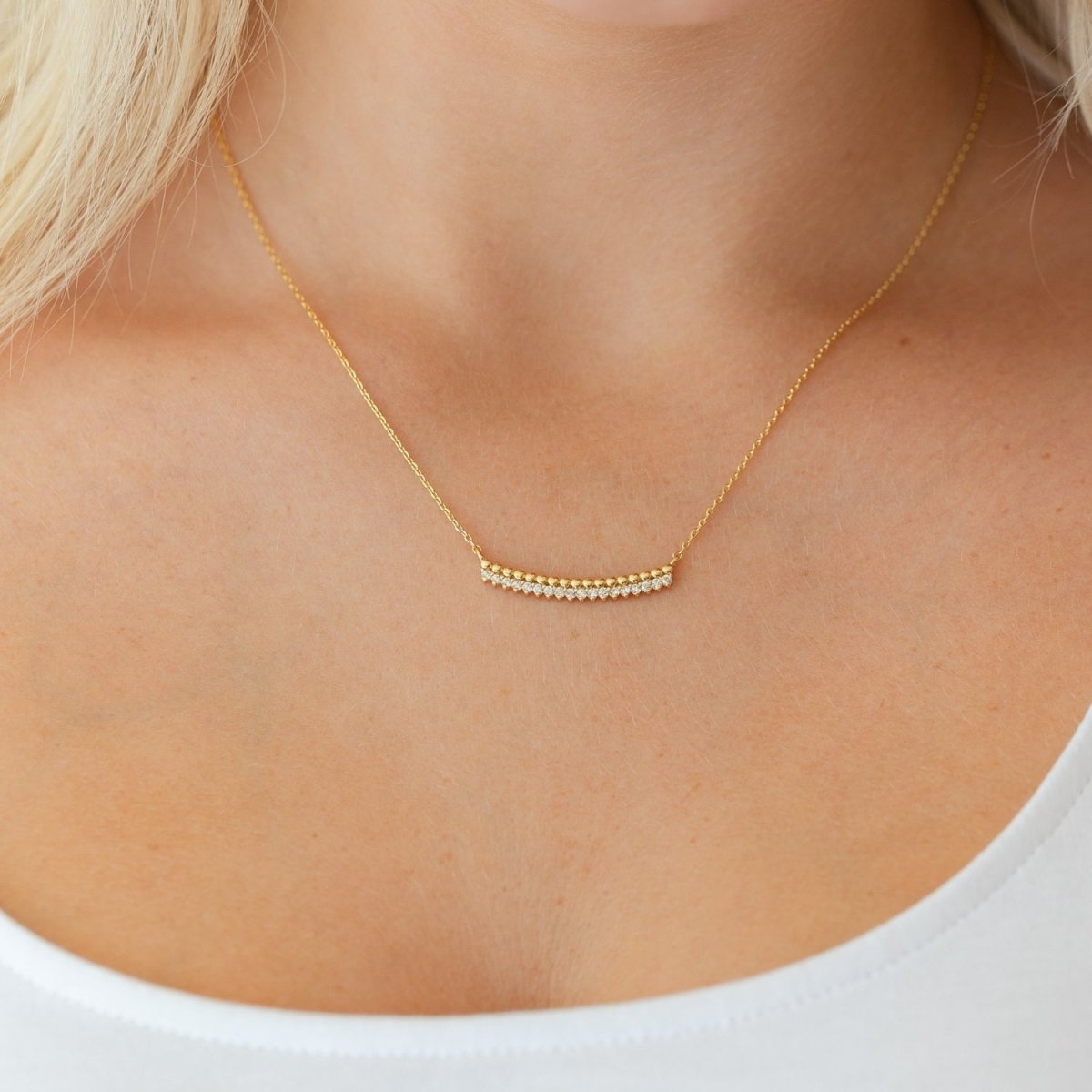 Dot and CZ Pendant Necklace - Splendid Iris