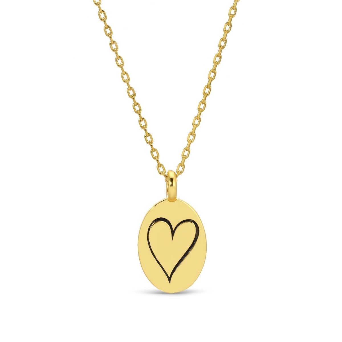 Etched Heart Oval Pendant Necklace - Splendid Iris
