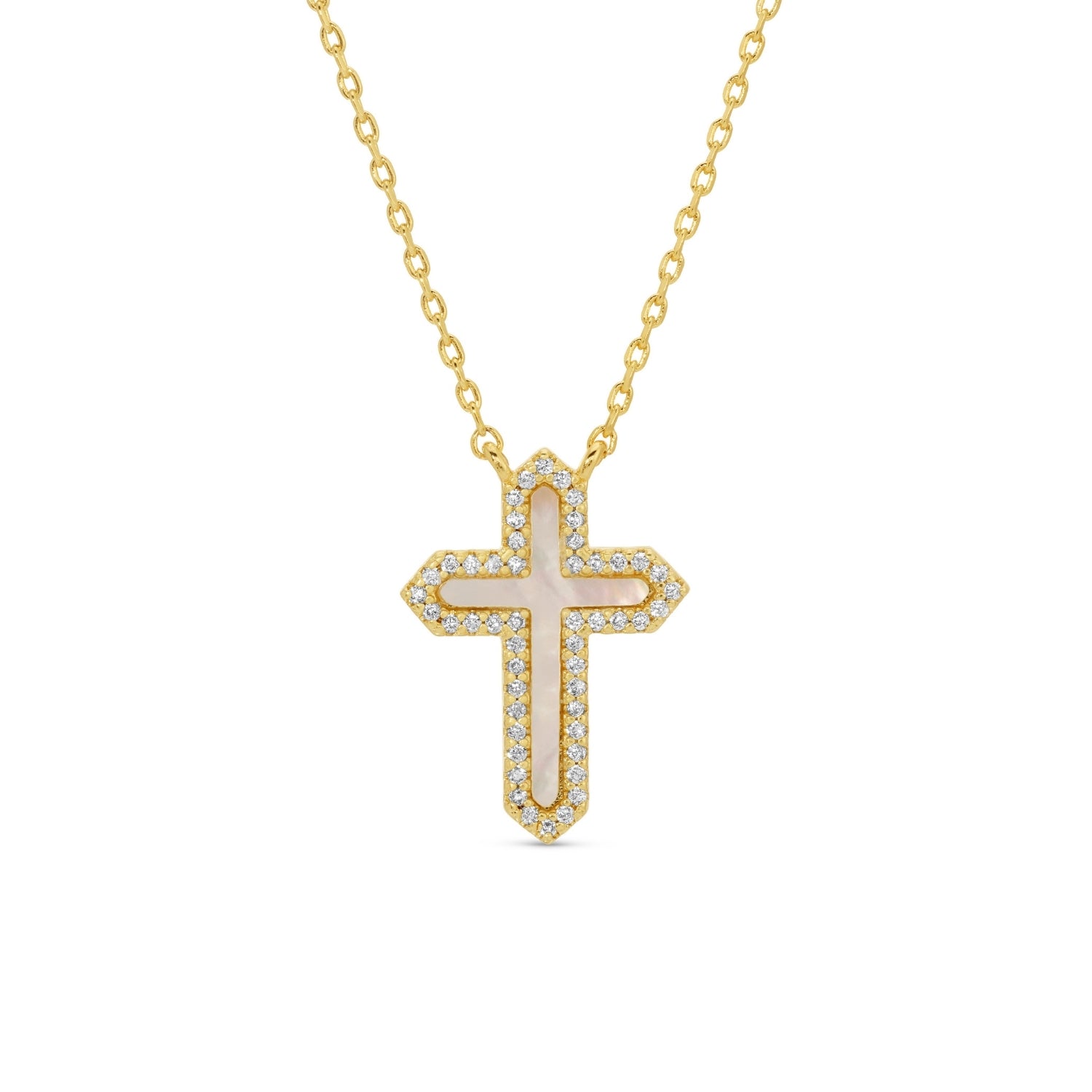 Feel the Faith, Shell Pave Cross Necklace - Splendid Iris