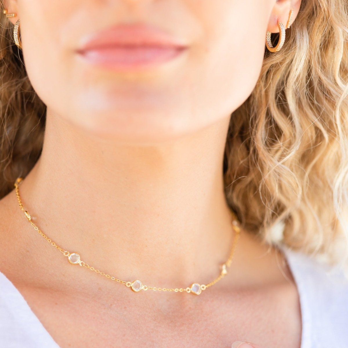 Crystal Accented Collar Necklace - Splendid Iris