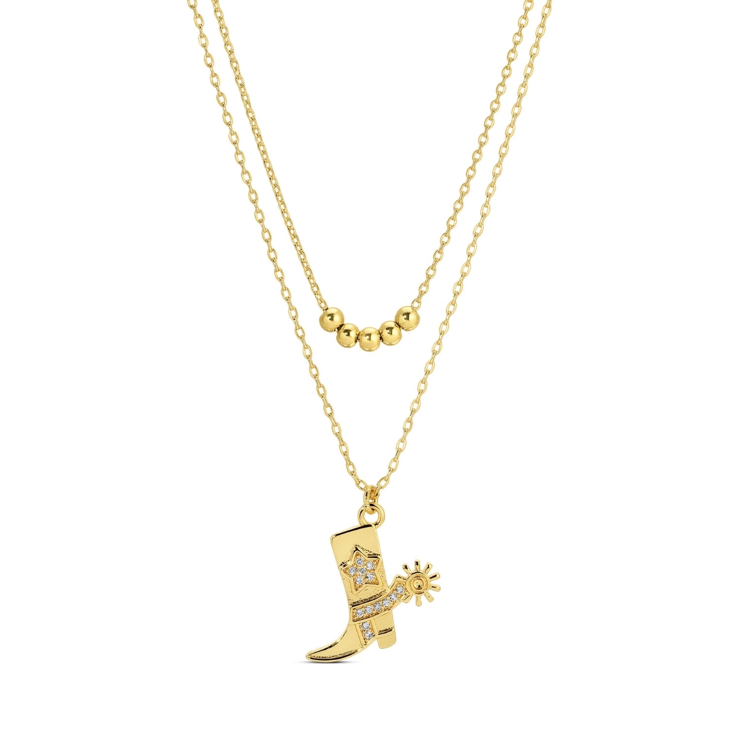 Glitzy Cowgirl Boot Double Necklace - Splendid Iris
