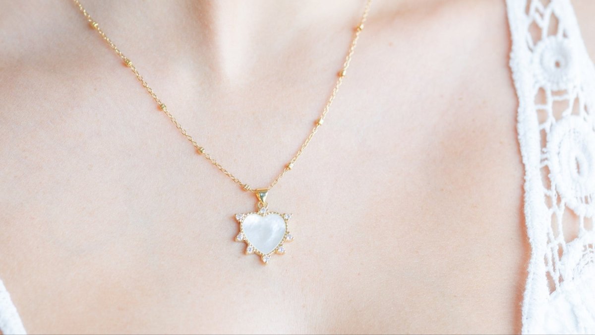 Heart and CZ Pendant Necklace - Splendid Iris