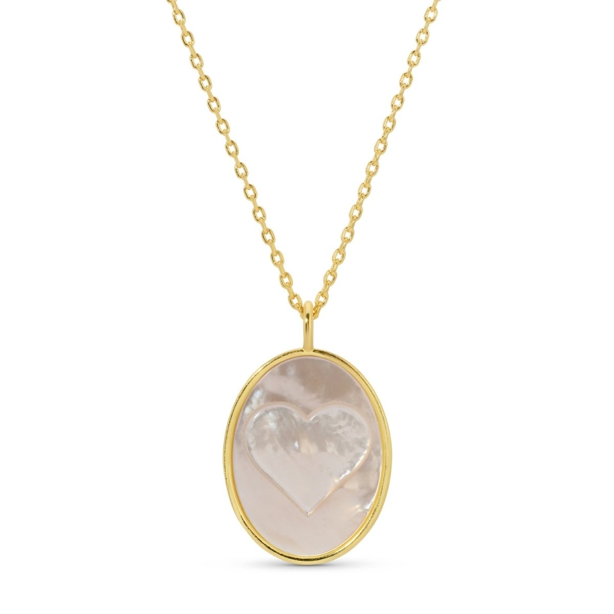 Heart Etched Shell Pendant Necklace - Splendid Iris