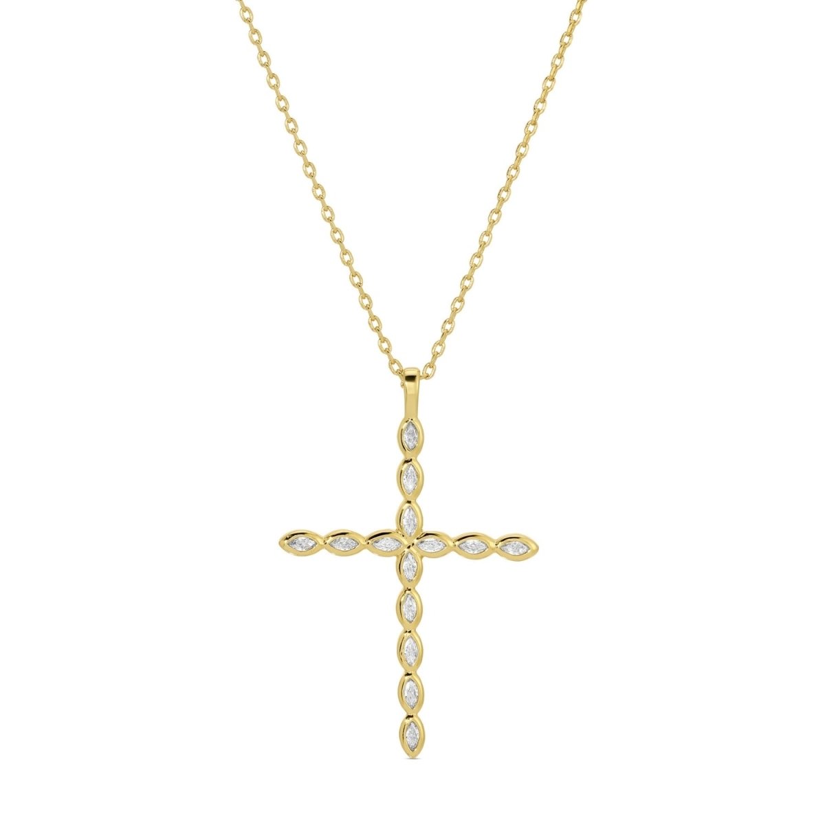 Large CZ Cross Pendant Necklace - Splendid Iris