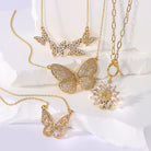 Large Flutter Butterfly Pendant Necklace - Splendid Iris