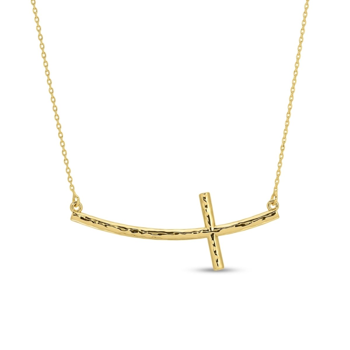 Lightly Textured Curved Cross Necklace - Splendid Iris