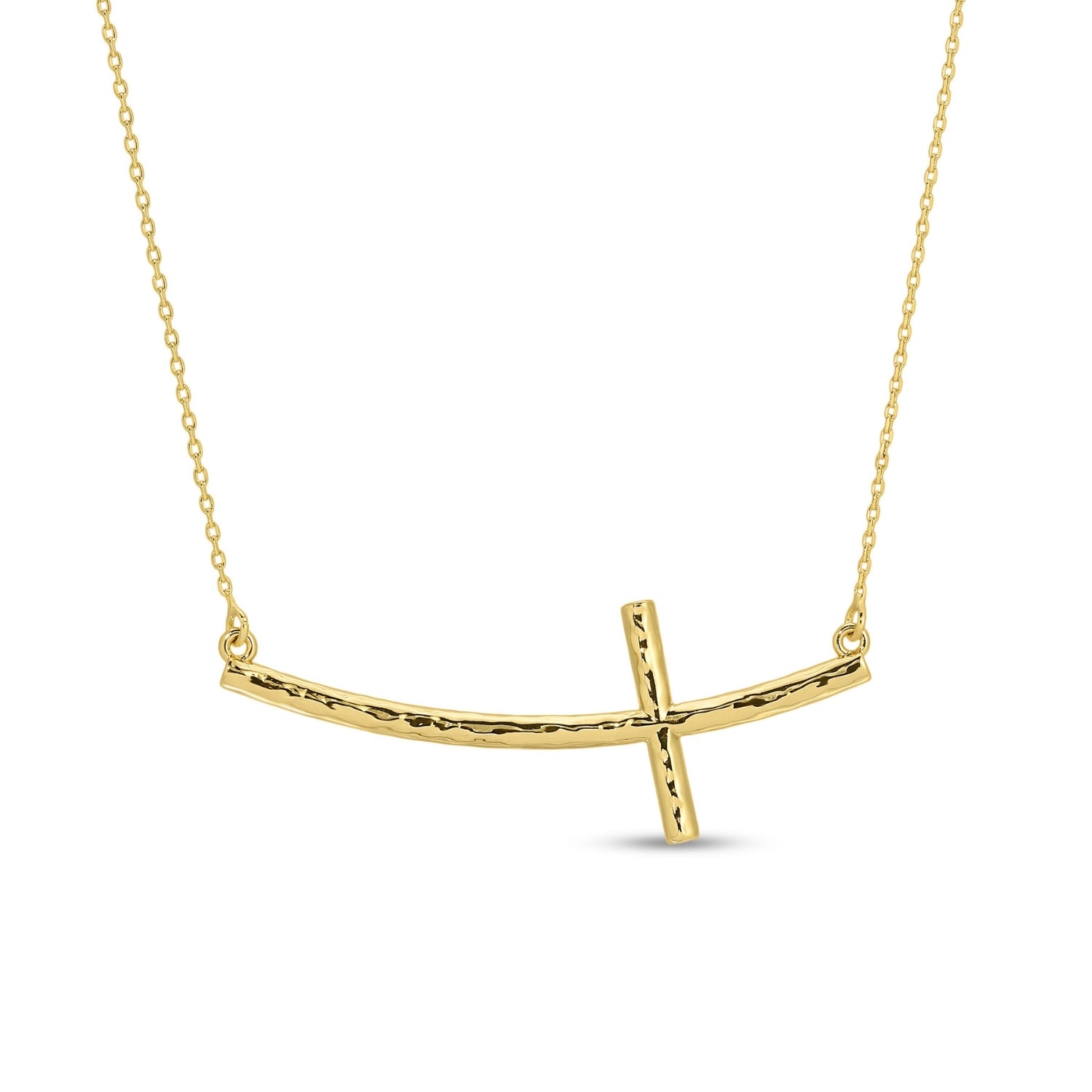 Lightly Textured Curved Cross Necklace - Splendid Iris