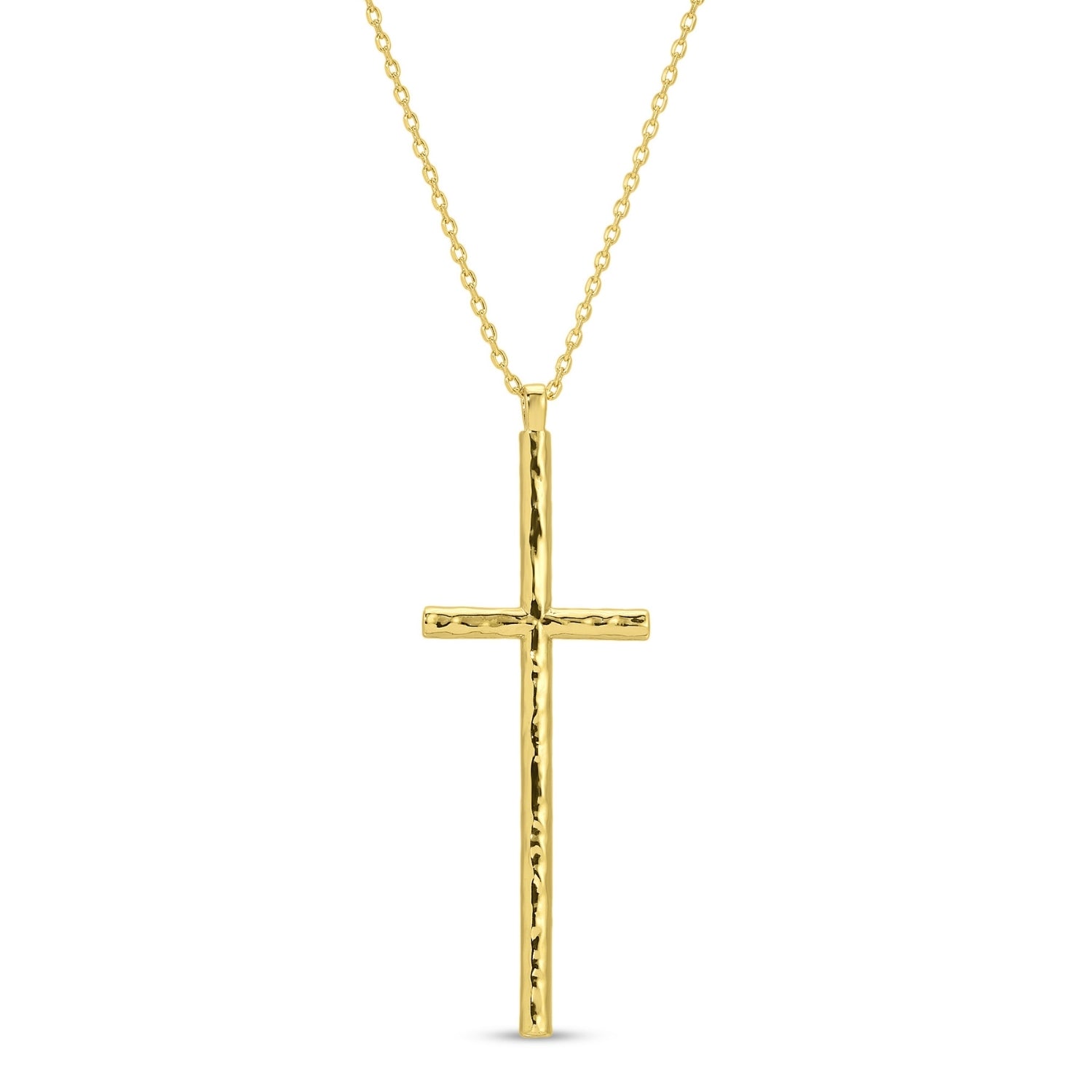 Lightly Textured Long Cross Necklace - Splendid Iris