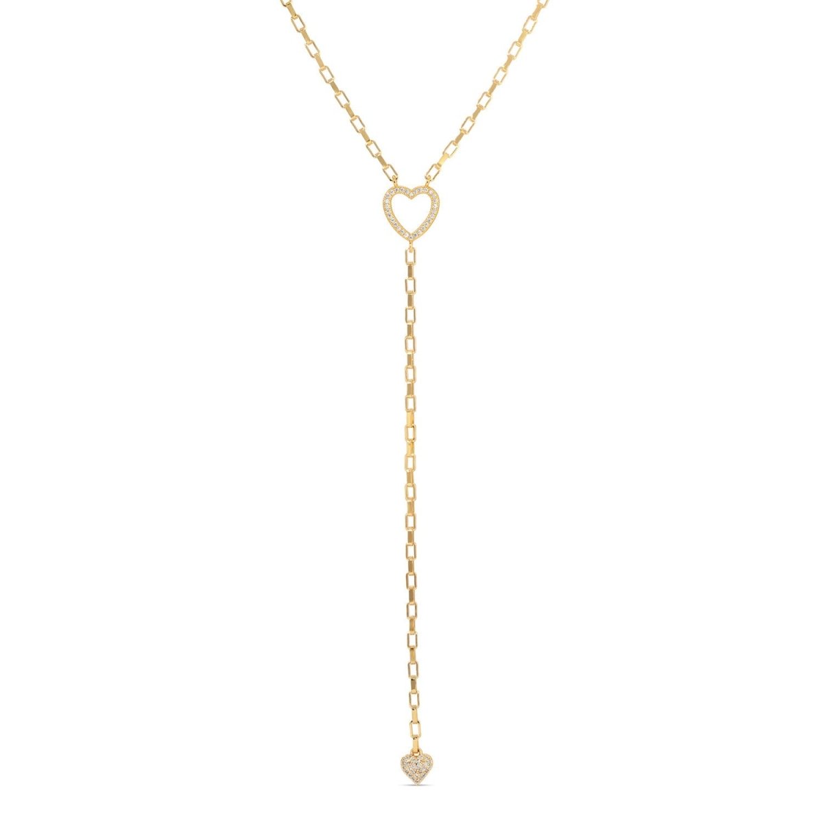 Long Pave Heart Y Necklace - Splendid Iris