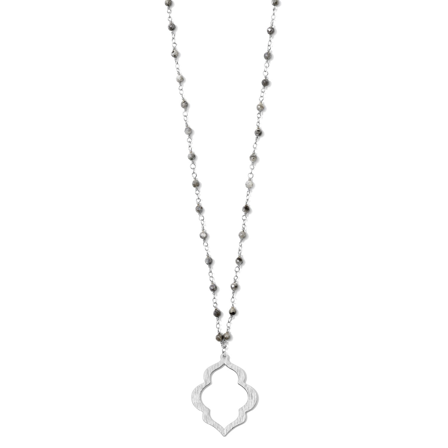 Long stone Medallion Necklace - Splendid Iris