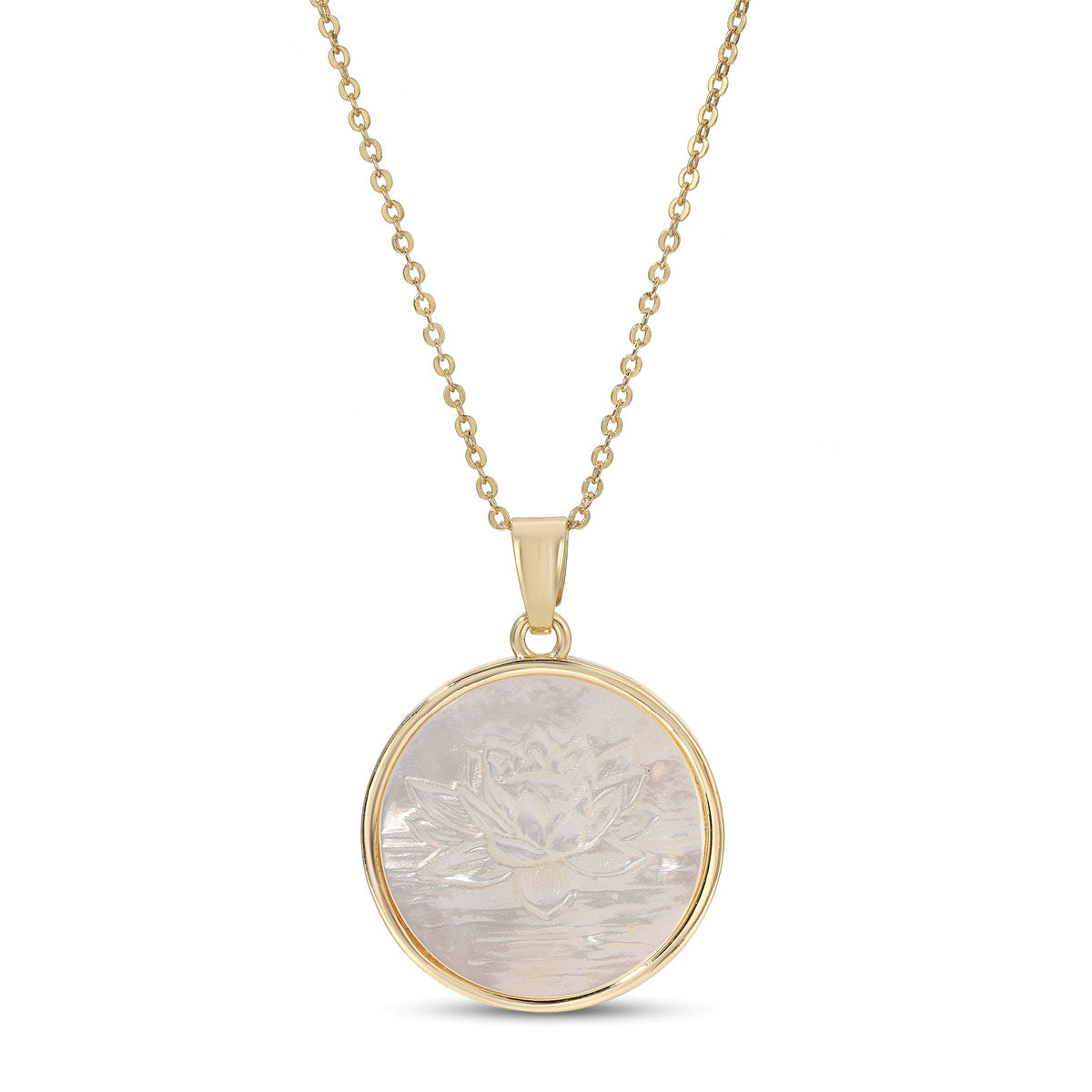 Lotus Blossom, Etched Shell Pendant Necklace - Splendid Iris