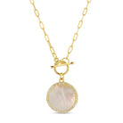 Mother of Pearl Pave Circle Toggle Necklace - Splendid Iris