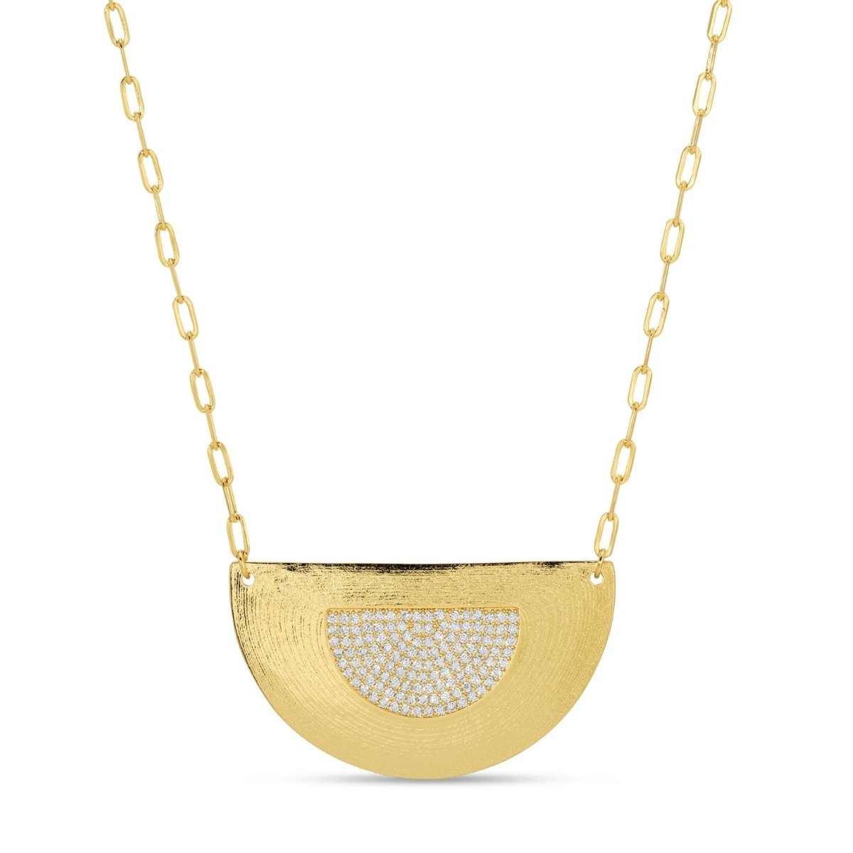Pave Accented Semi - Circle Statement Necklace - Splendid Iris