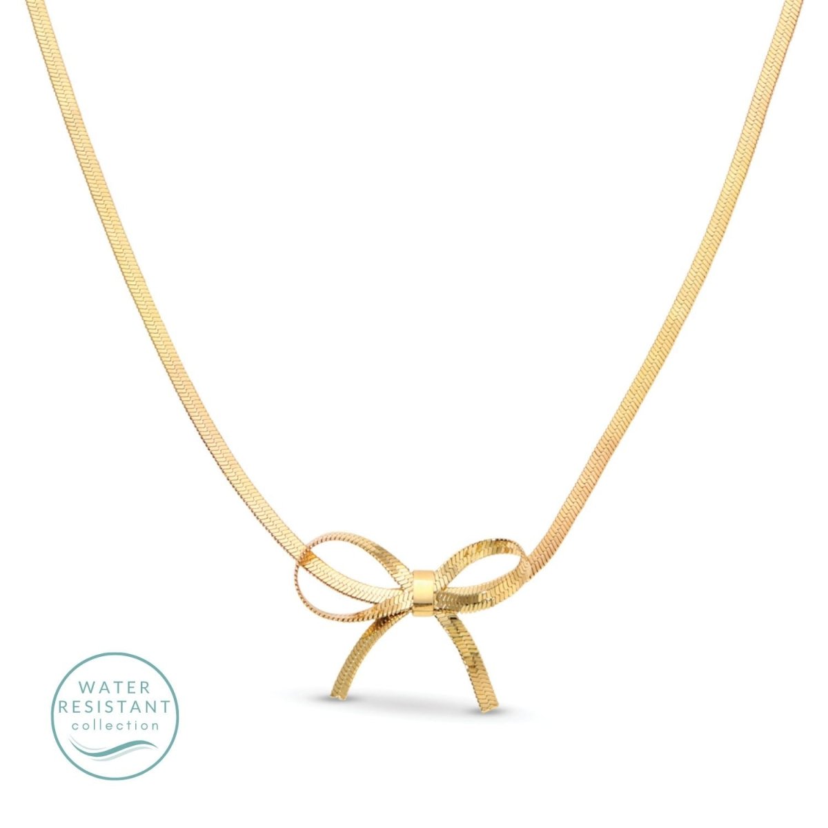 Put a Bow On It! Delicate Bow Necklace, Water Resistant - Splendid Iris
