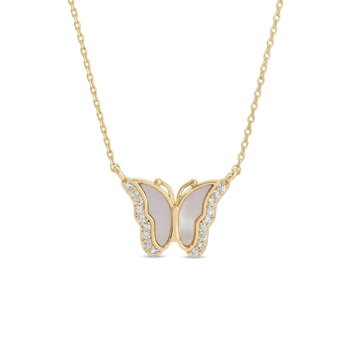 Sweet Shell Pave Butterfly Necklace - Splendid Iris