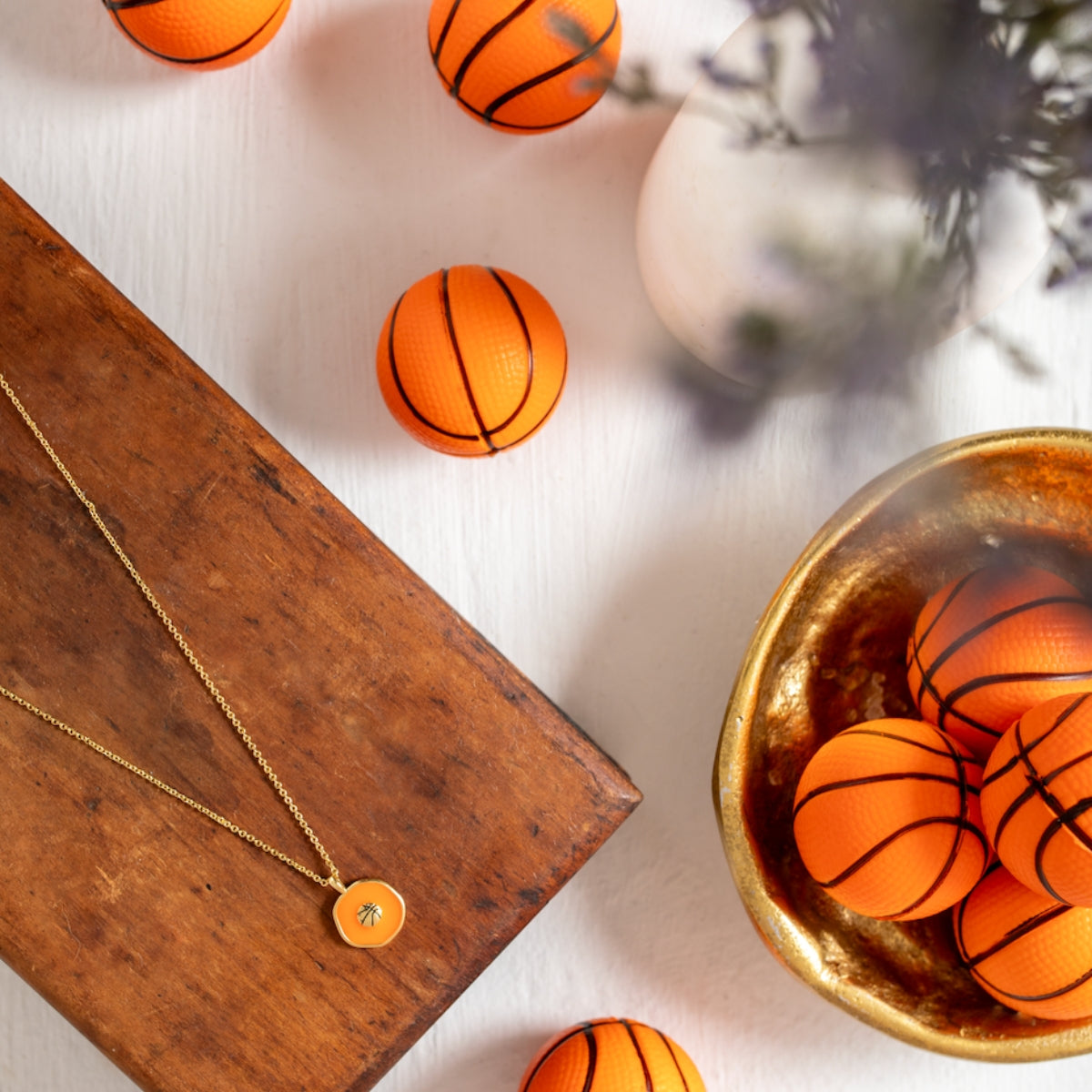 Swish! Basketball Pendant Necklace - Splendid Iris