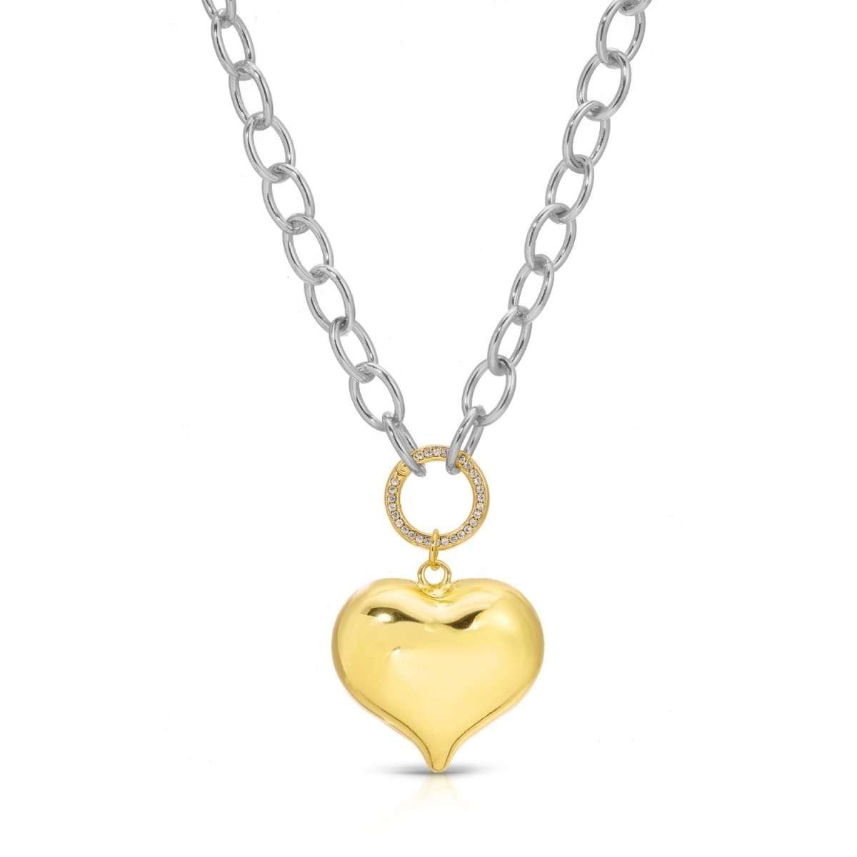 Two - Tone Bubble Heart Statement Necklace - Splendid Iris