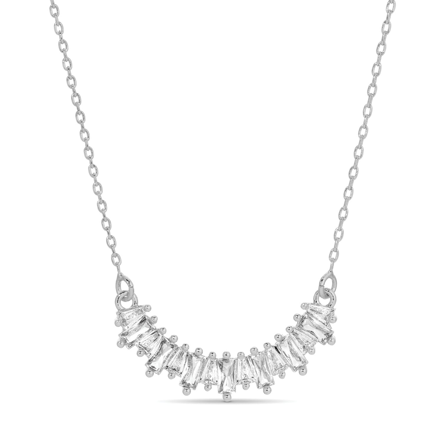 Baguette Curve Pendant Neckace - Splendid Iris