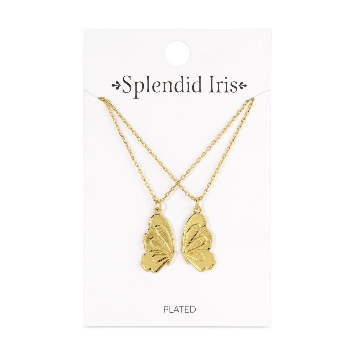 BFF Necklaces - Pair of Butterfly Halves Friendship Necklaces - Splendid Iris