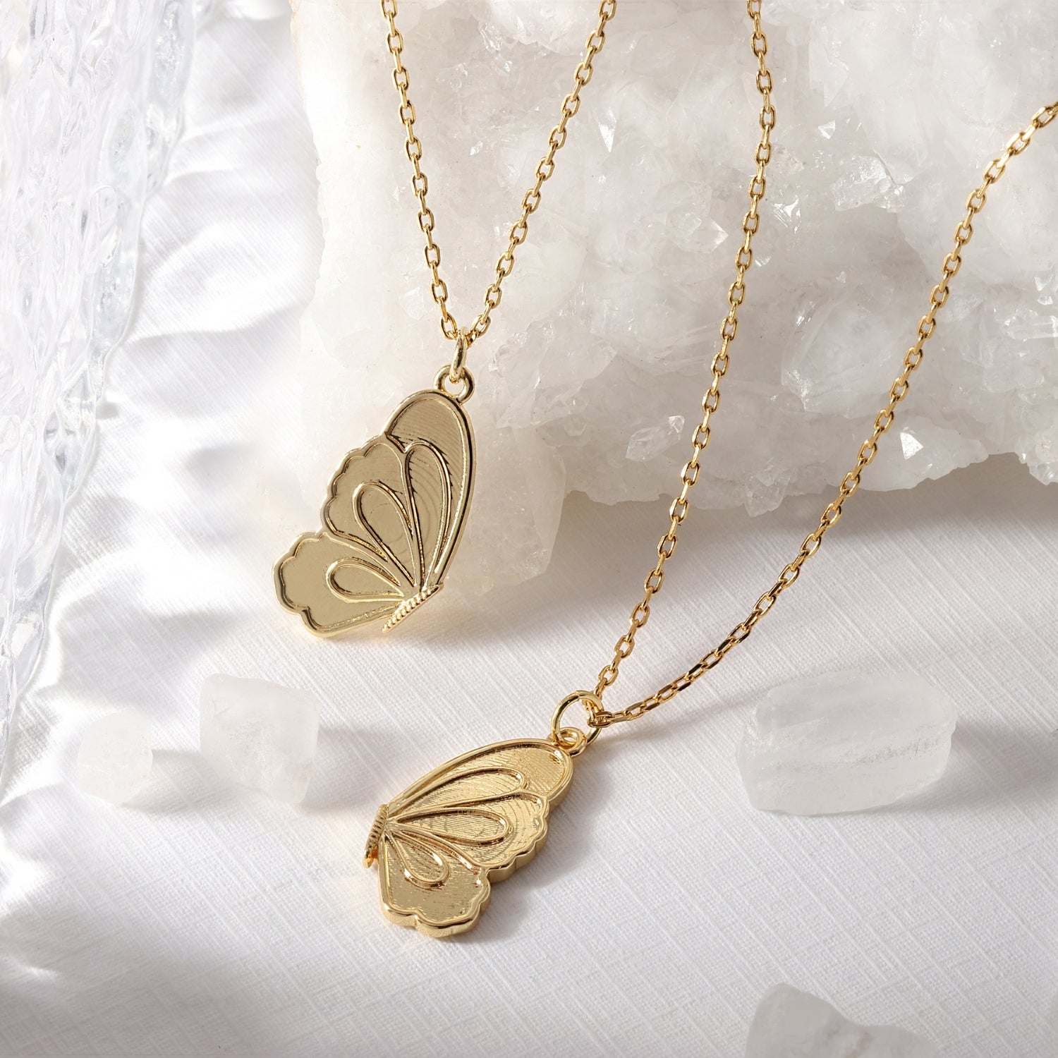 Be Connected - Pair of Butterfly Halves Friendship Necklaces - Splendid Iris