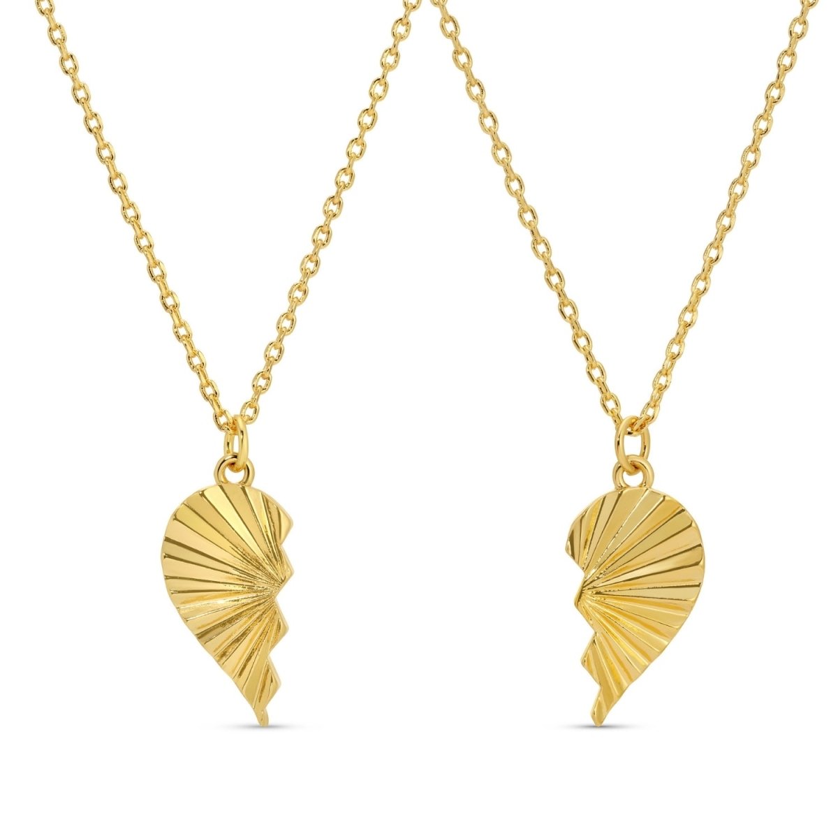 BFF Necklaces - Pair of Heart Halves Friendship Necklaces - Splendid Iris