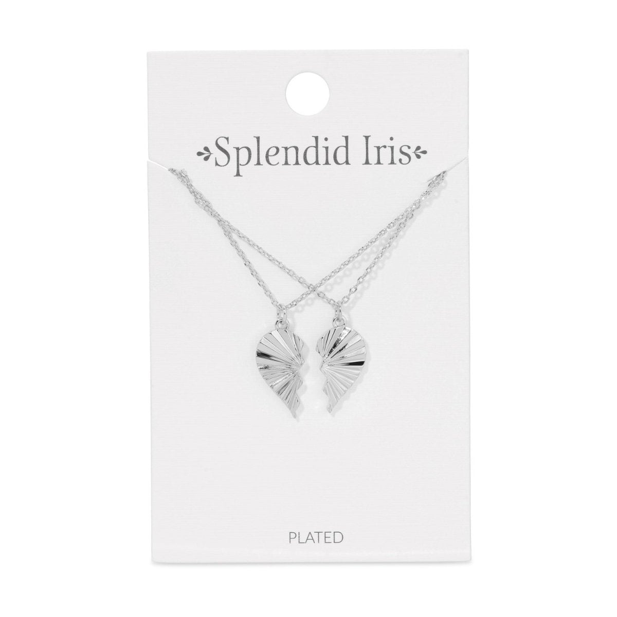 BFF Necklaces - Pair of Heart Halves Friendship Necklaces - Splendid Iris