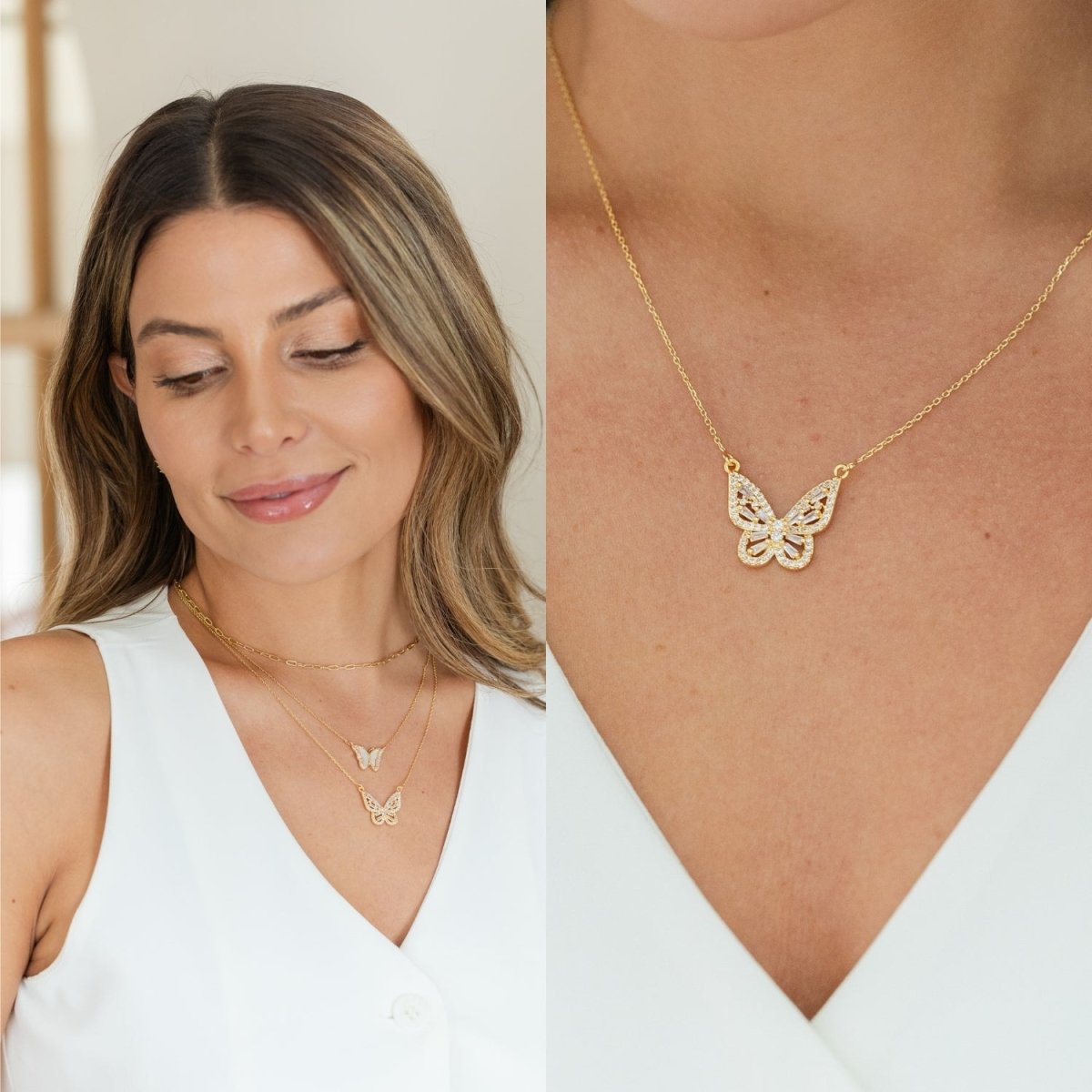 Butterfly Pendant Necklace - Splendid Iris
