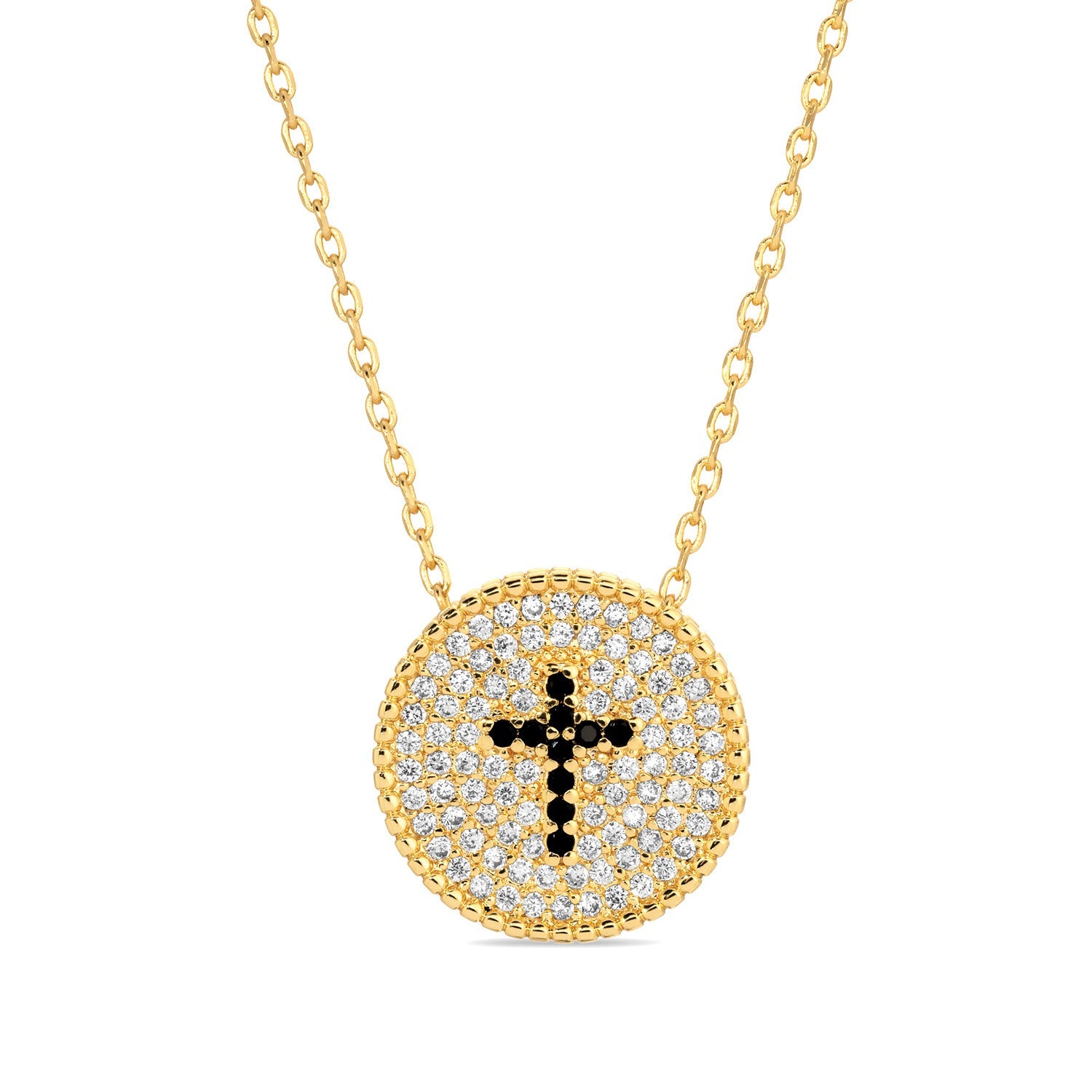 Cross Accented Pave Necklace - Splendid Iris