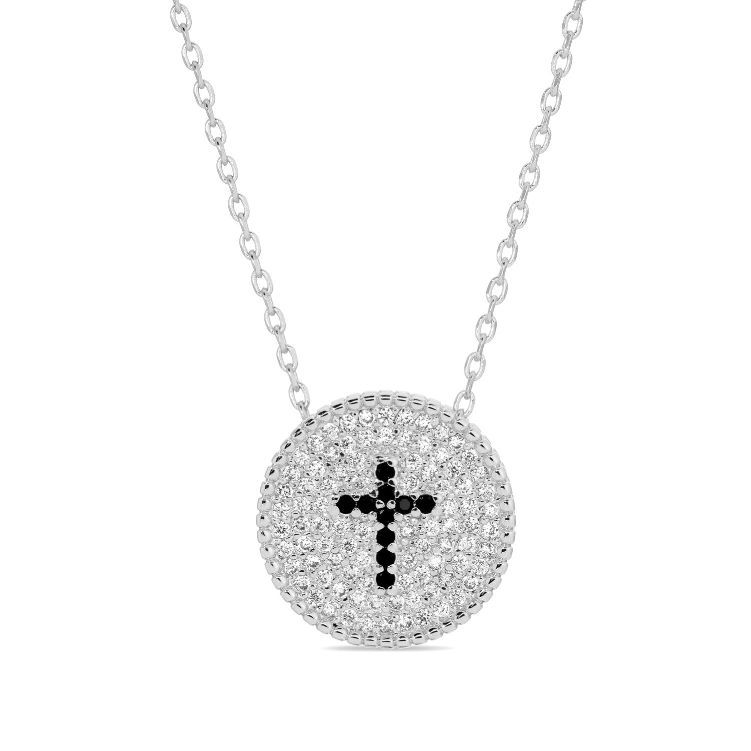 Cross Accented Pave Necklace - Splendid Iris