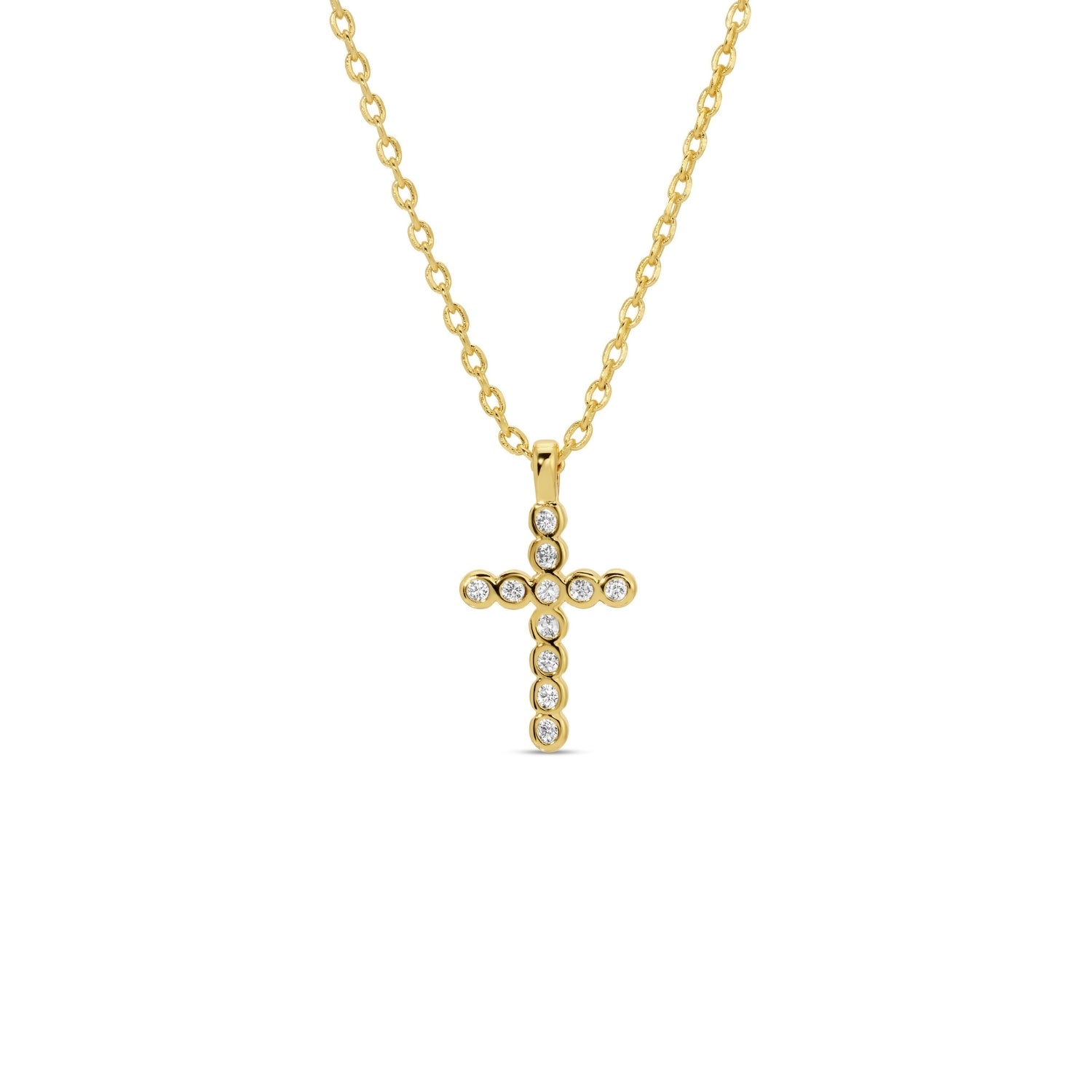 Delicate CZ Cross Pendant - Splendid Iris