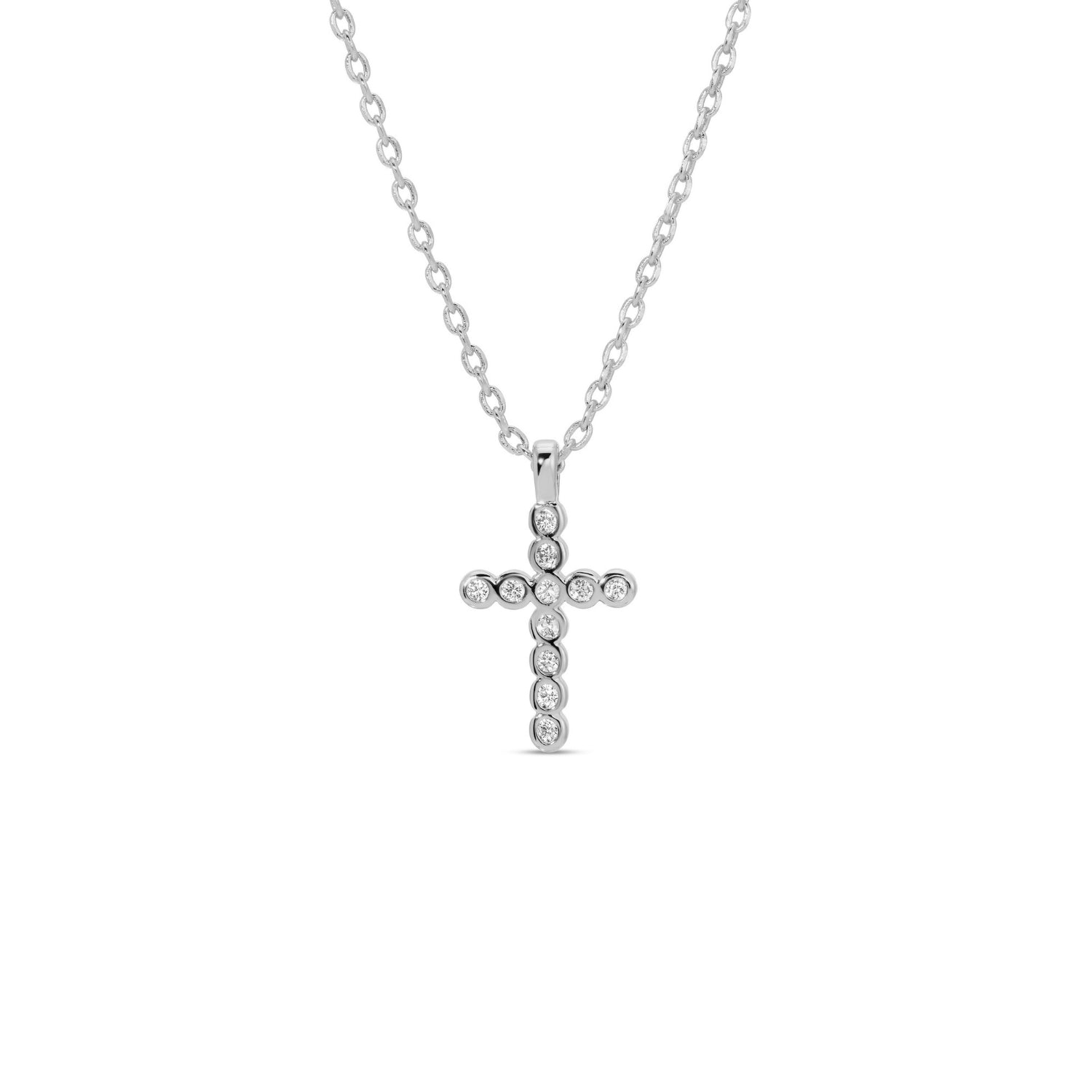 Delicate CZ Cross Pendant - Splendid Iris