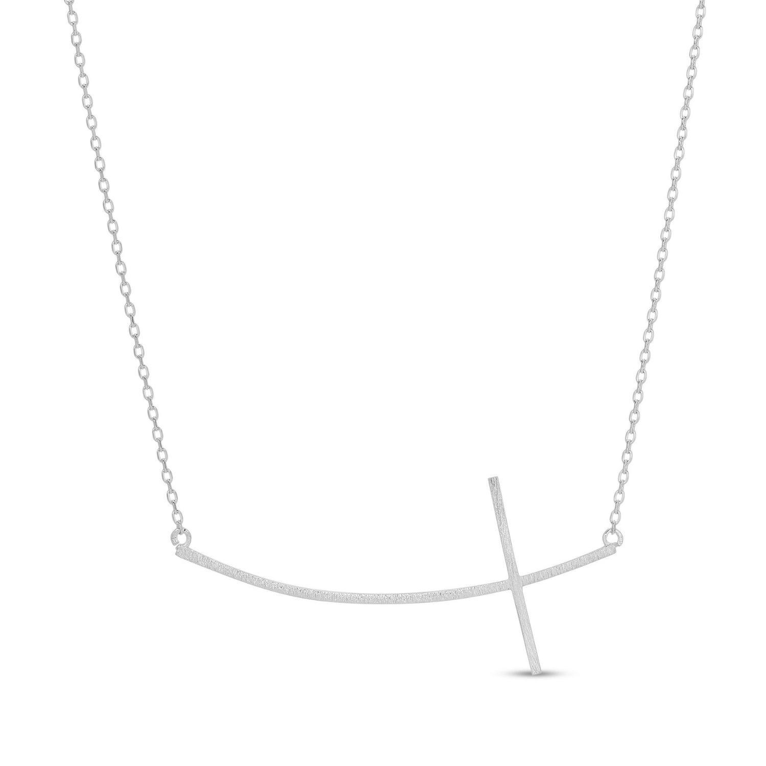 Large Brushed Side Cross Necklace - Splendid Iris